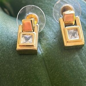 Goldtone and CZ post earrings